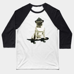 Poser Deck Pug, Skateboard Pug, Beanie Pug Baseball T-Shirt
